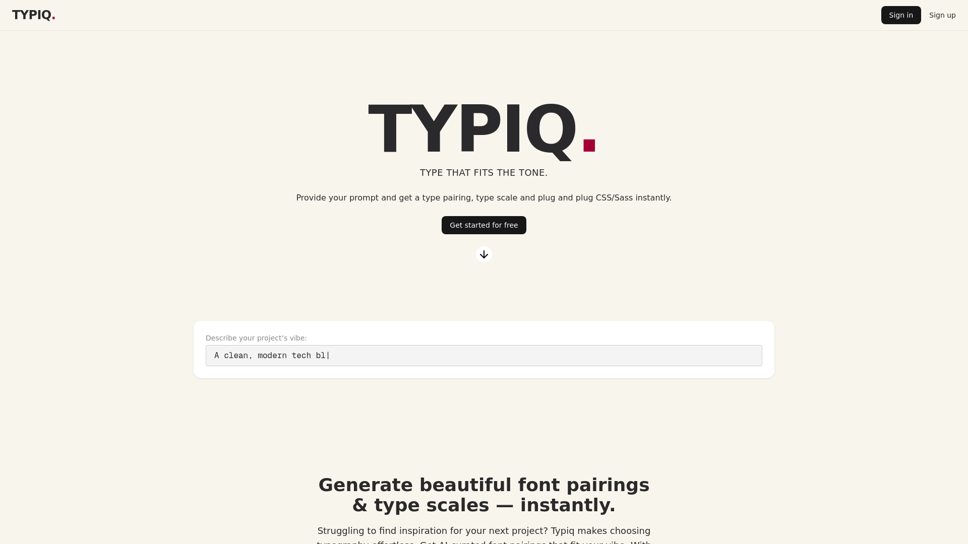 Typiq: AI-Powered Font Pairing Tool