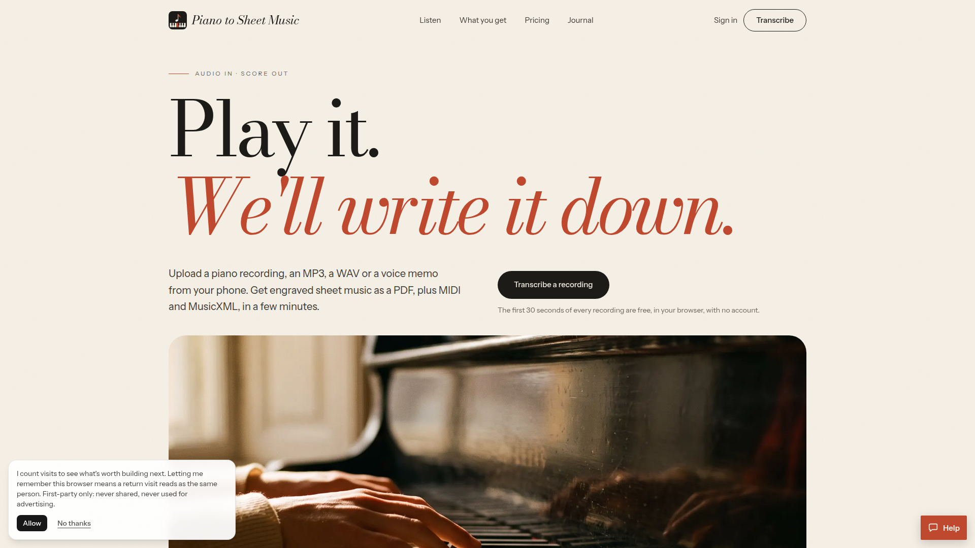 Piano to Sheet Music