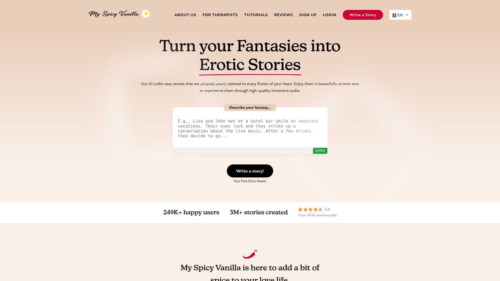 My Spicy Vanilla: AI-Powered Erotic Storytelling.ai