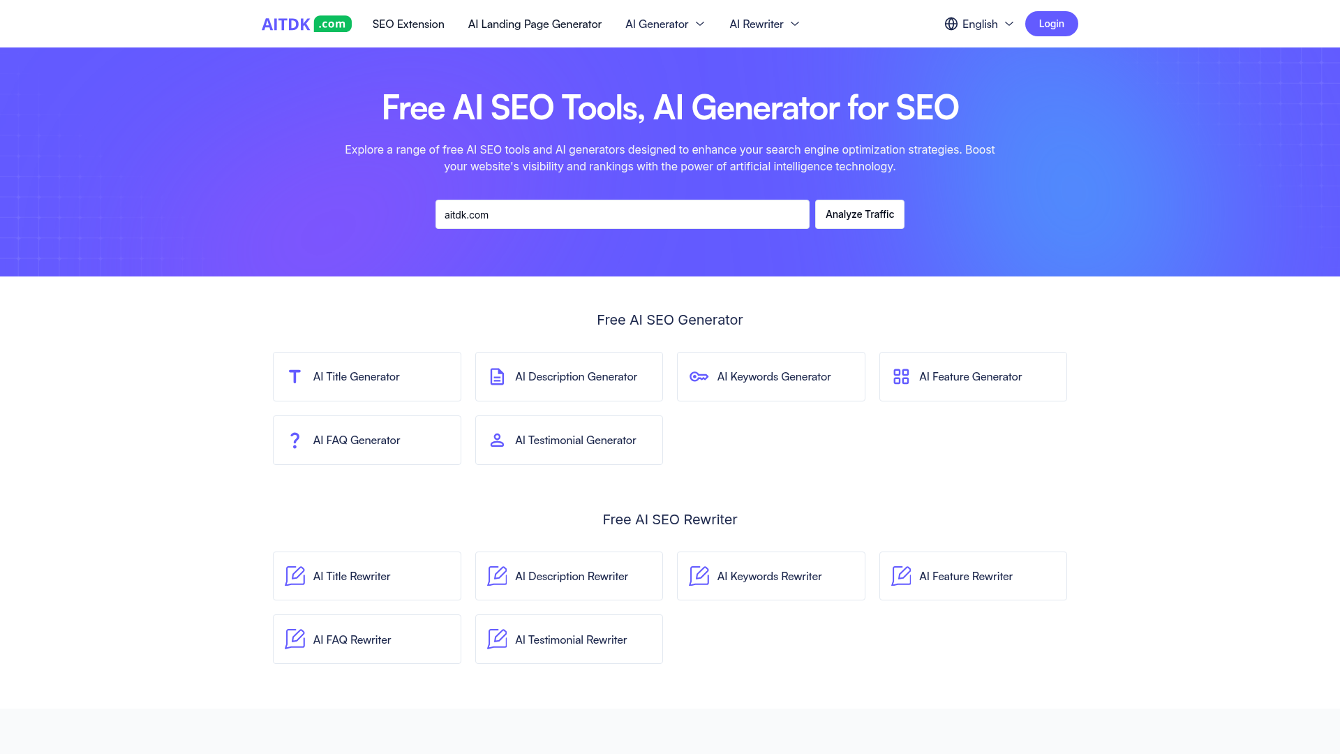 AITDK: Free AI SEO Tools & Generators.ai
