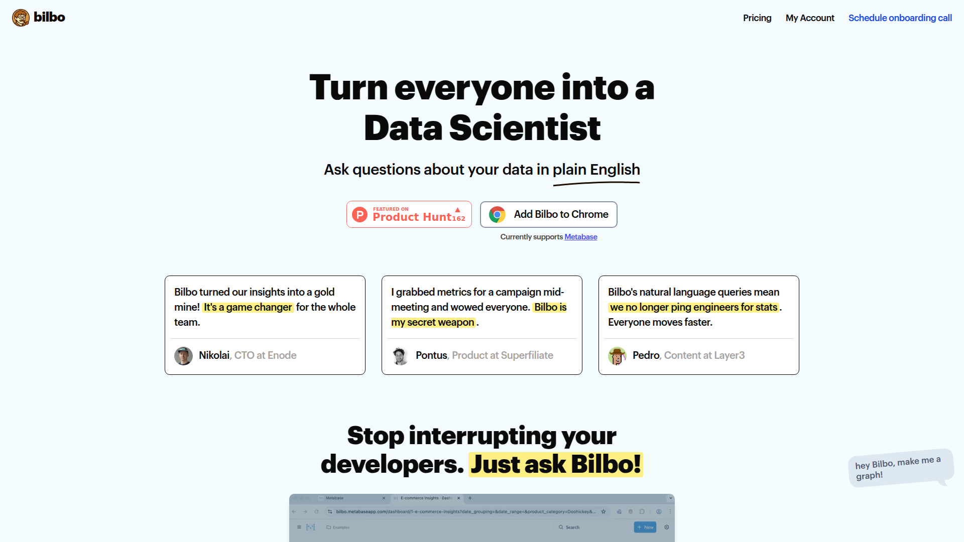 Bilbo: AI Assistant for Metabase Data Queries.ai