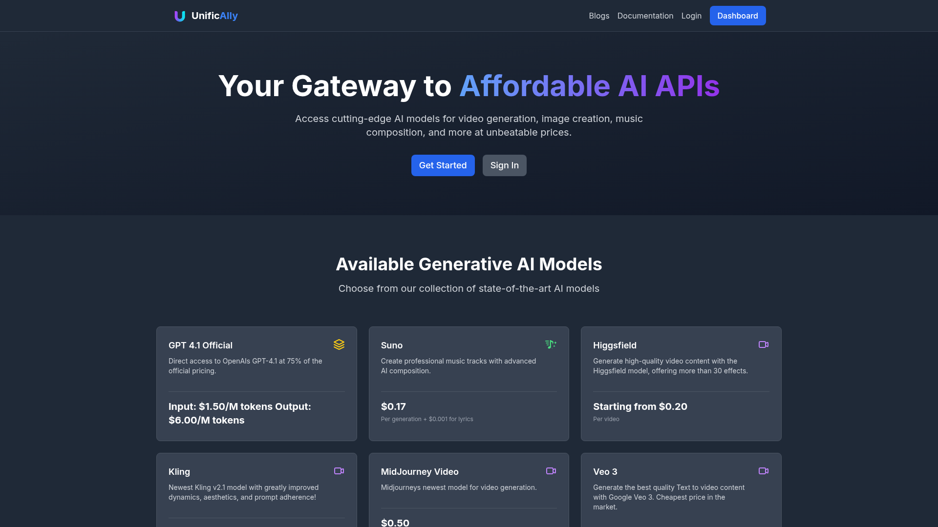 Unifically: Affordable AI API Access.ai