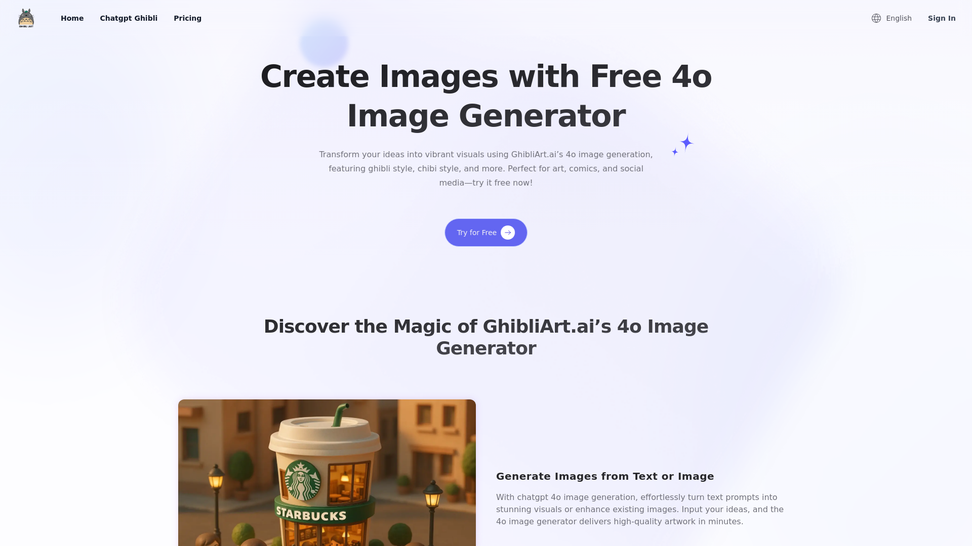 GhibliArt.ai: AI-Powered Art Generator for Studio-Quality Images.ai