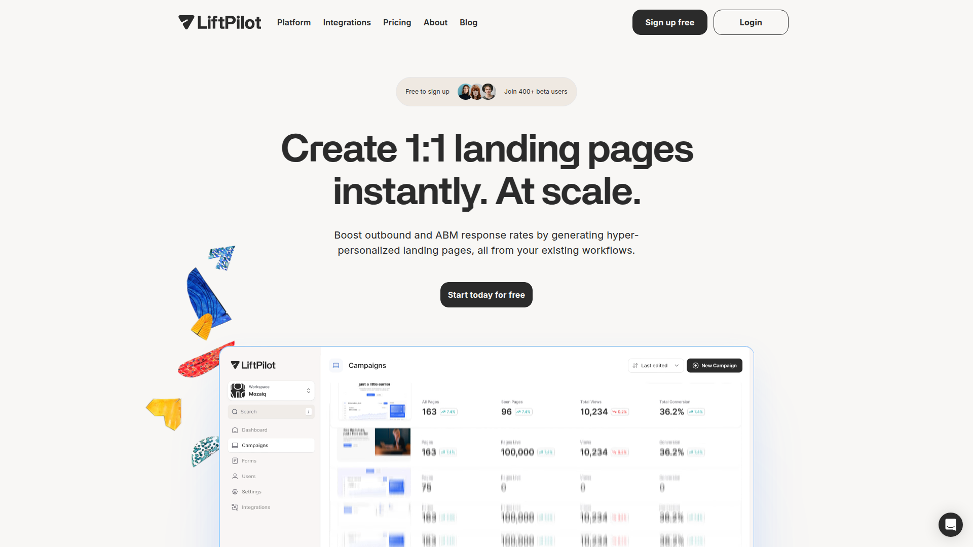 LiftPilot: 1:1 Landing Page Builder for ABM.ai