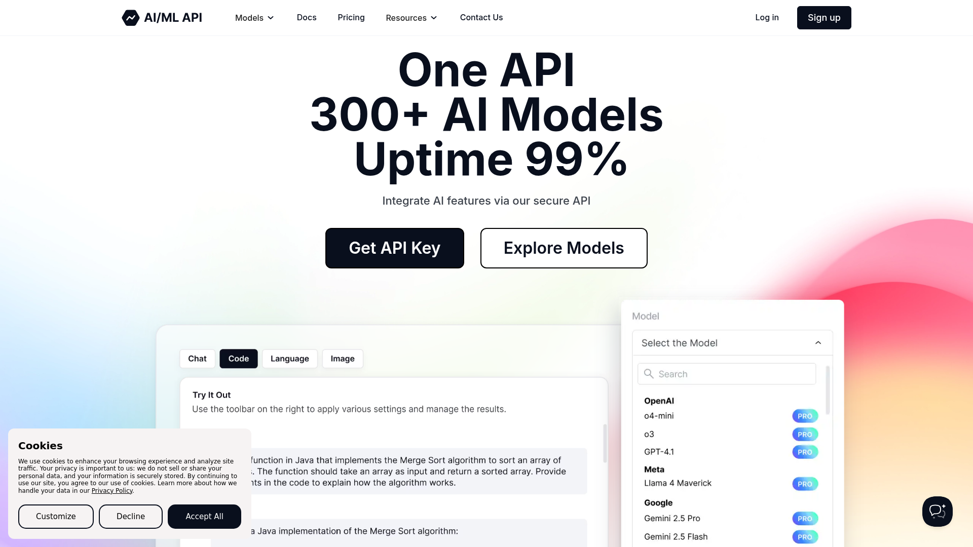 AIMLAPI: Unified Access to 300+ AI Models.ai