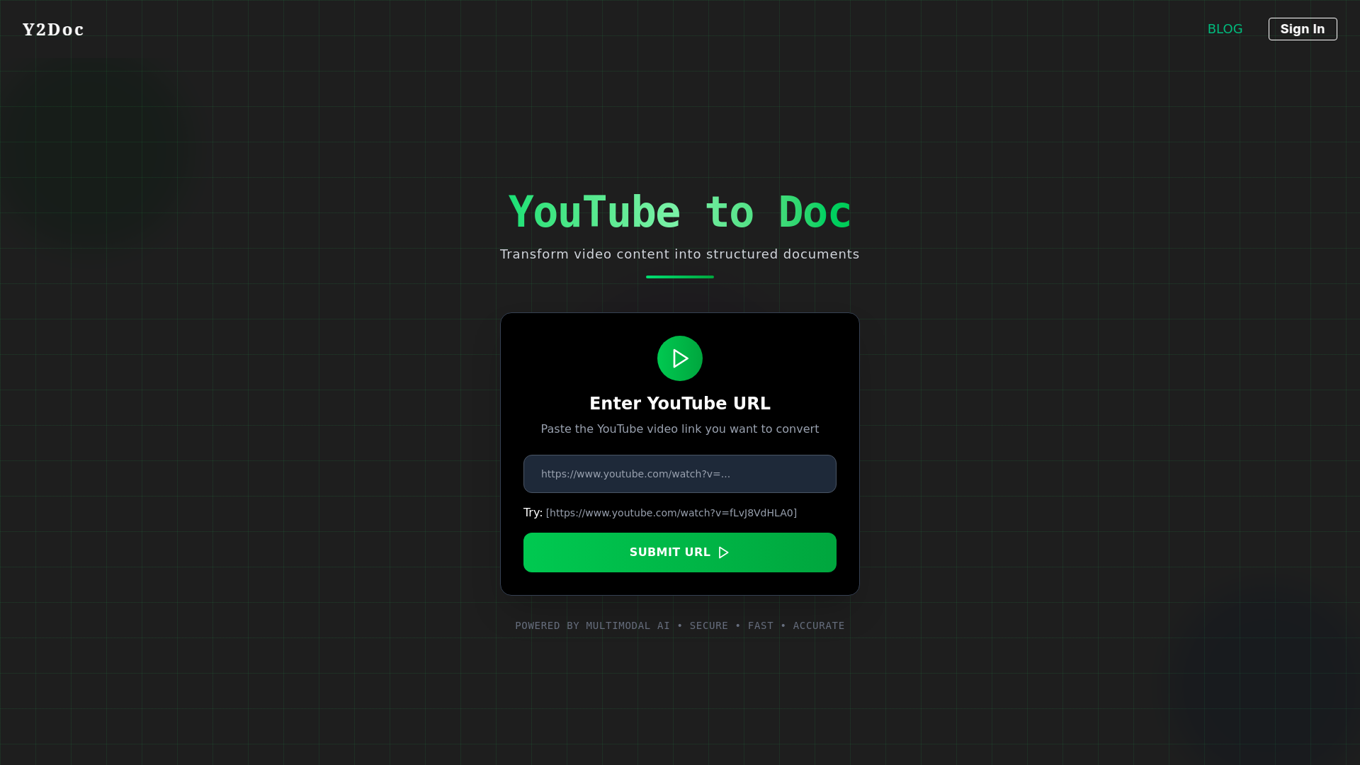 Y2Doc: Convert YouTube Videos to Documents Instantly.ai