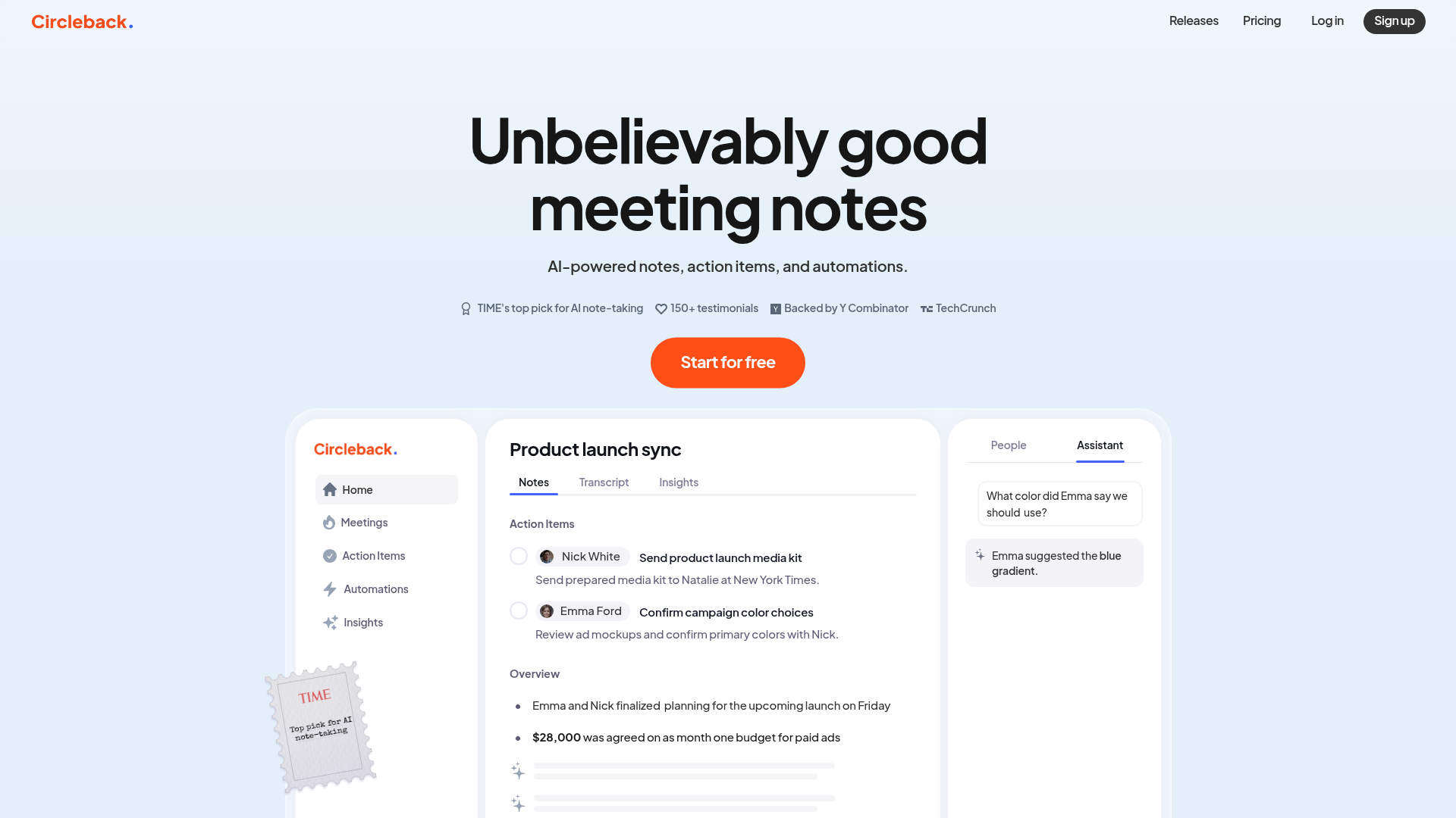 Circleback: AI-Powered Meeting Assistant for Notes, Action Items, and Automations.ai