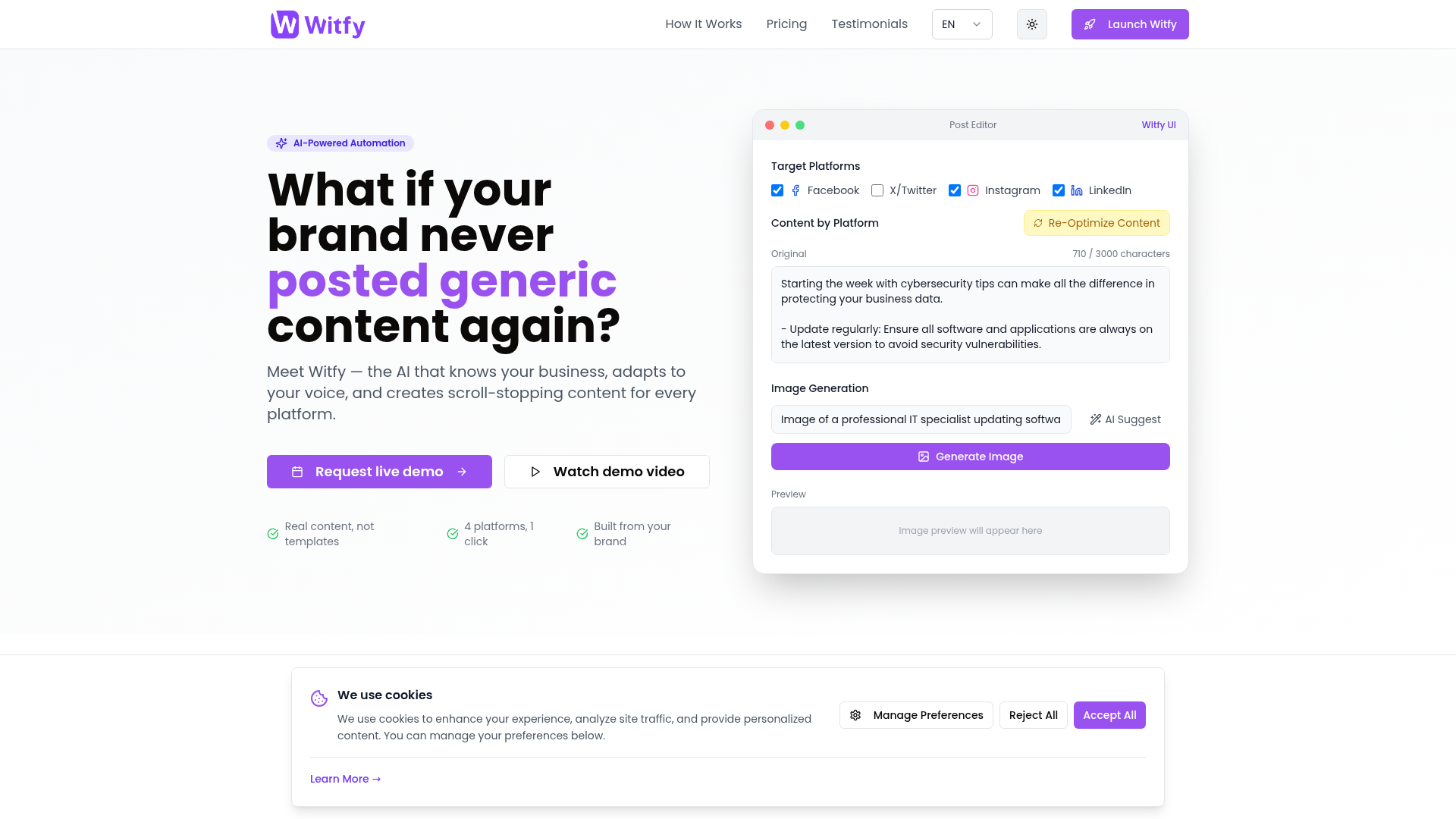 Witfy: AI-Powered Social Content Engine.ai