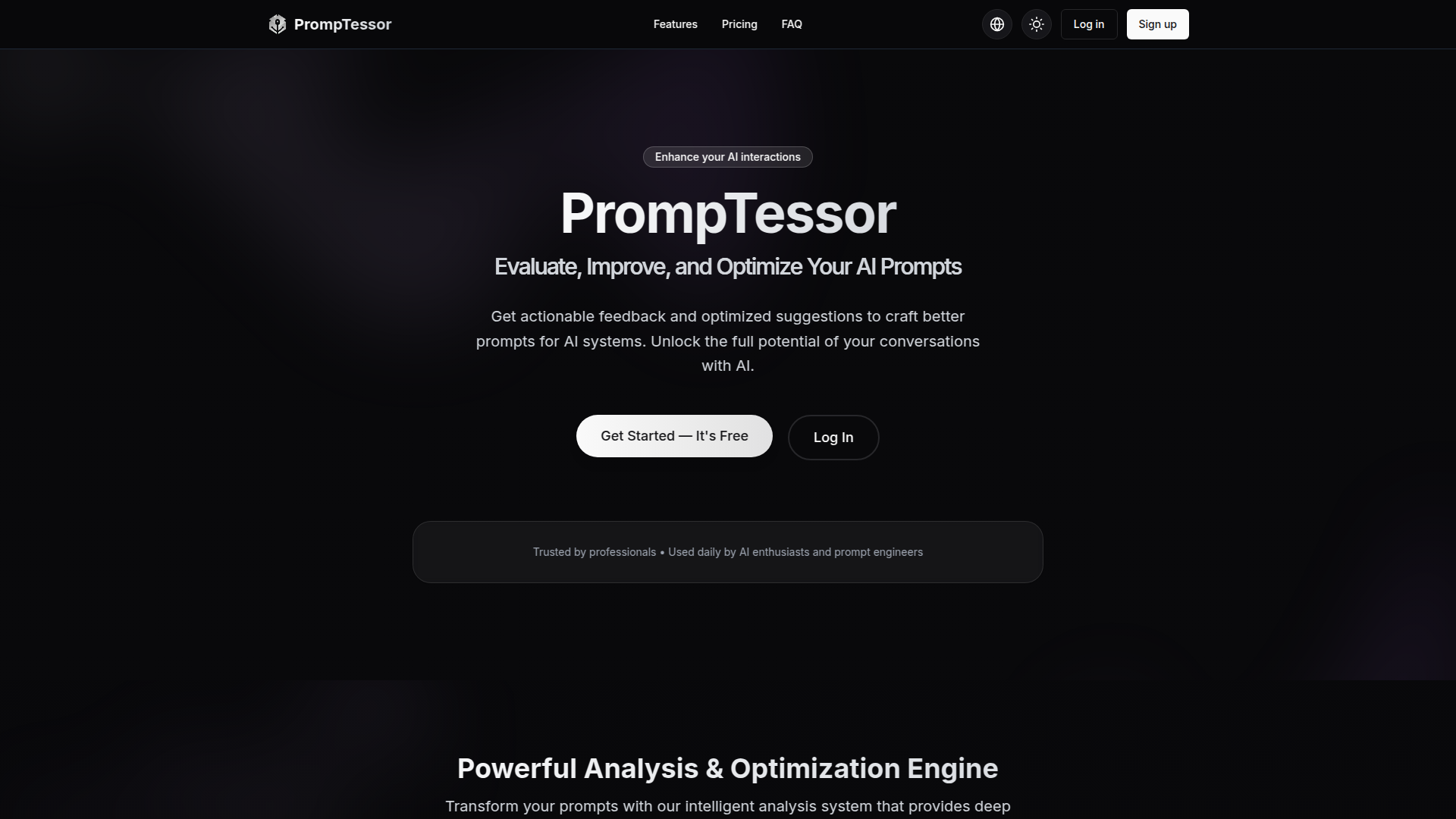 PrompTessor: AI Prompt Analysis & Optimization Platform.ai
